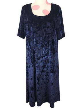 Women's Westport Midnight Blue Crushed Velvet Dress Large Slight High Low
